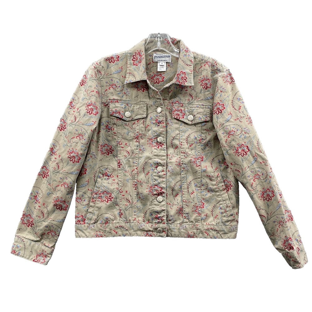Pendleton Canvas Trucker Jacket Women's‎ Small Floral Paisley Cottage Maximalist